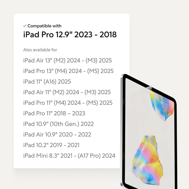 Paperlike 3 واقي شاشة (2x) لجهاز iPad Pro 12.9” (2018-2023) – إحساس حقيقي بالورق، تركيب خالي من الفقاعات (فراشة)، يحمي طرف القلم - Image 2